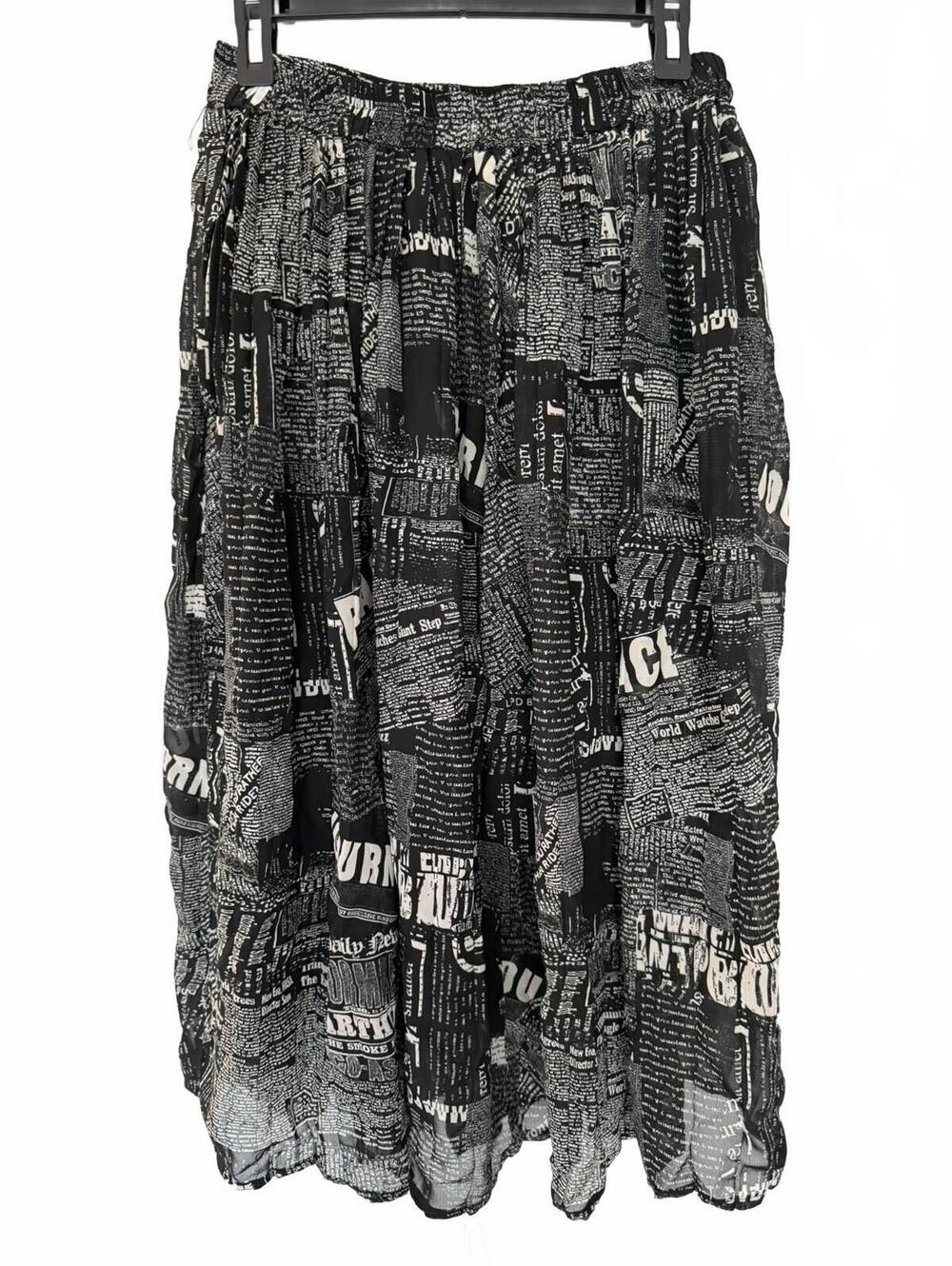 Her Destiny Newspaper Print Midi Skirt Medium 90s Y2K Grunge